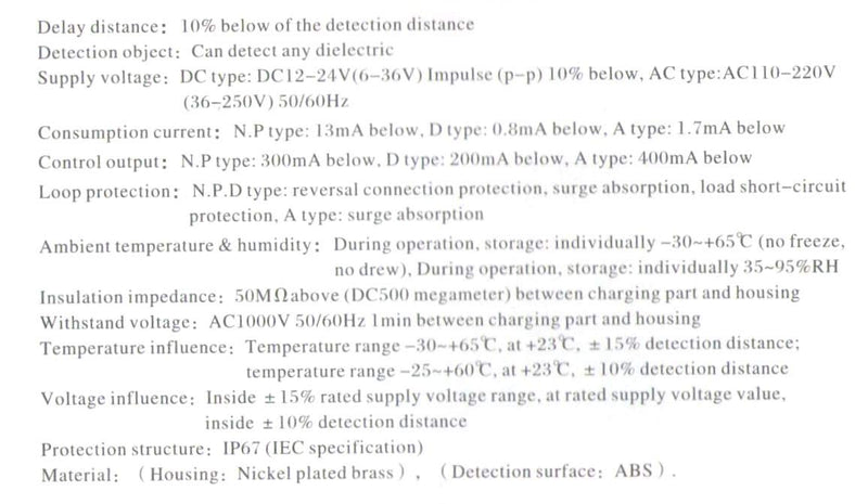 Heschen M18 Capacitive Proximity Sensor Switch Non-Shield Type LJC18A3-B-Z/CX Detection 10mm 10-30VDC 300mA NPN NO+NC 4 Wires