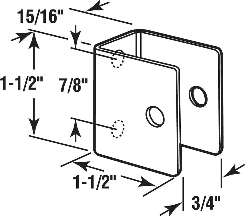 Sentry Supply 656-8196 "U" Bracket, For 3/4 In. Panels, Stainless Steel Construction (Stamped), Satin Finish, Installation Fasteners, Pack of 1