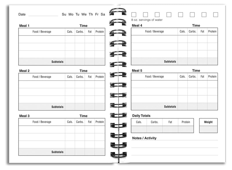 BookFactory Food Journal/Food Tracking Diary/Diet Journal - 120 Pages, Durable Thick Translucent Cover, Wire-O Binding, 3 1/2” x 5 1/4" (JOU-120-M3CW-A (Food)) Food Journal 120 pages - 3.25" x 5.25"