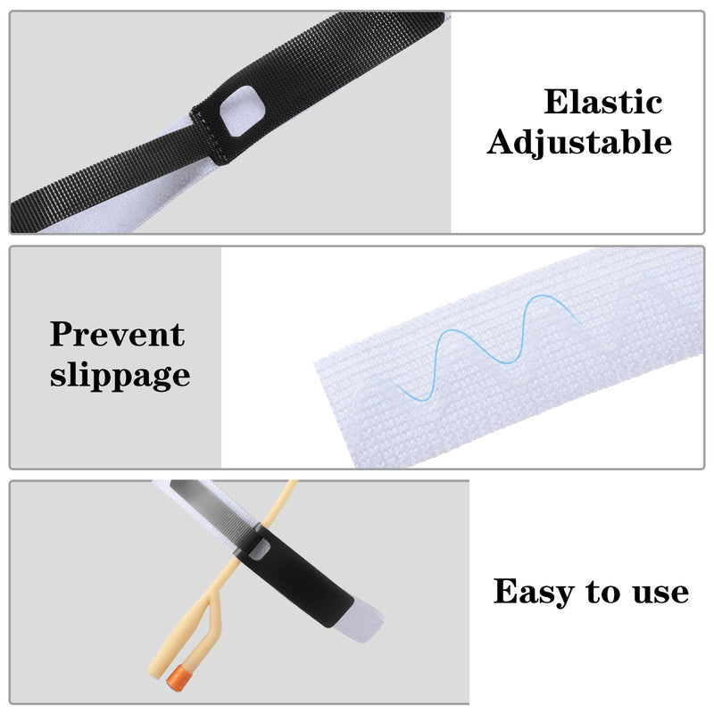 4 Pieces Catheter Supplies Foley Catheter Stabilization Device Holder Urinary Legband Leg Strap Tube Holder Anti Slip Anti Irritation Silicone Grip (Black) Black