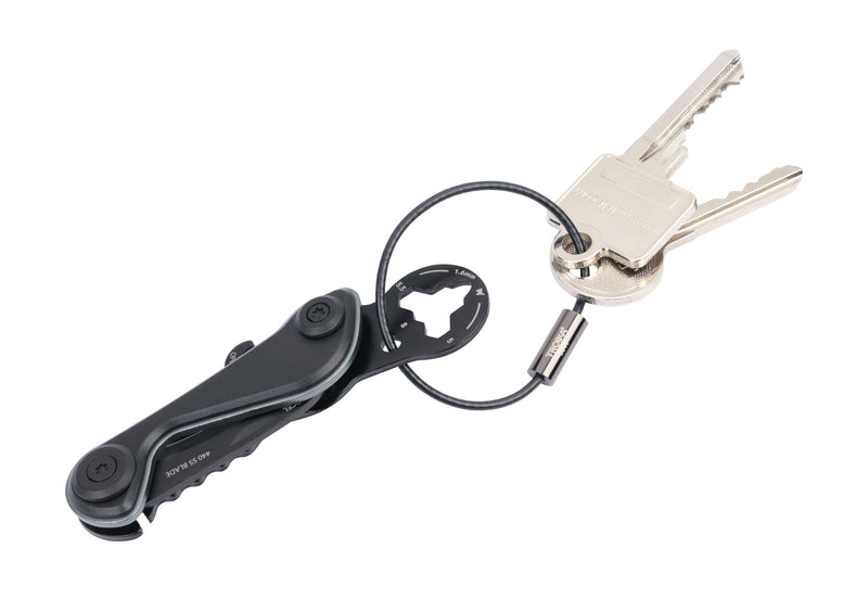 Key ring mini tool 9 functions - PARCEL CUT & CART - shopping cart remover, parcel knife, bottle opener, parcel opener (real 440 stainless steel) anodized aluminum titanium color - TROIKA Original