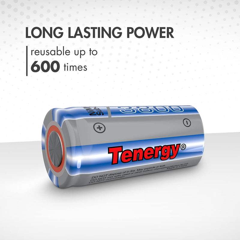 Tenergy NiMH SubC 1.2V 3800mAh Rechargeable Batteries, for Power Tools, 10 Pack