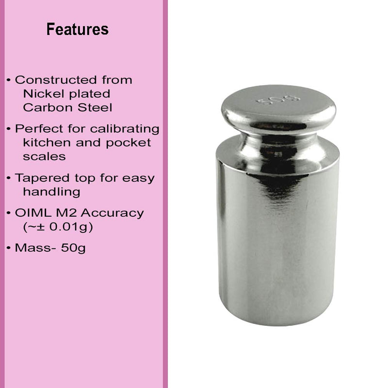 American Weigh Scales Calibration Weight for AWS Digital Scale, Carbon Steel, Chrome Finish, 50G (50WGT)