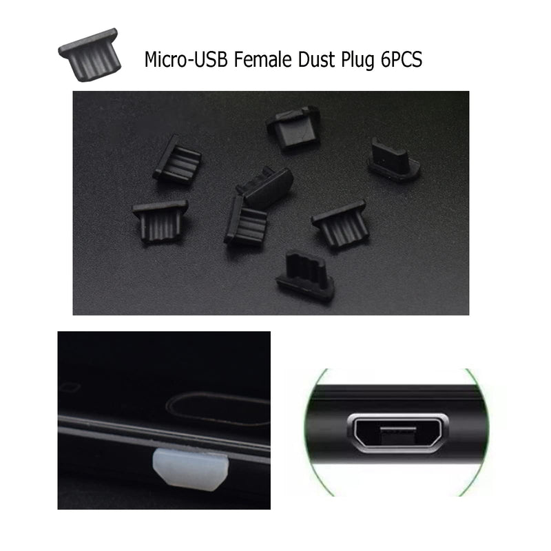 30 PCS 6 Types USB Anti Dust Cover Plugs, USB Type-C Dust Stopper, Silicone Soft Micro USB Cap Port Protector, Anti Dust Cover Protector Plugs Cap for USB A, Micro USB, Type C Ports (30PCS) 30PCS