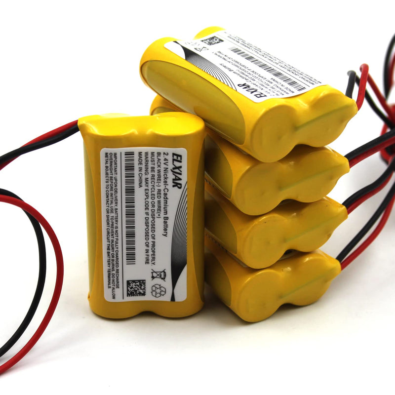 (5-Pack) 2.4V 800mAh Ni-CD Battery Pack Replacement for Dantona Custom-7, LITHONIA ELB-2P41N (CUSTOM-29), ELB-4804N (CUSTOM-241), Custom-276, OSA030 Exit Sign Emergency Light