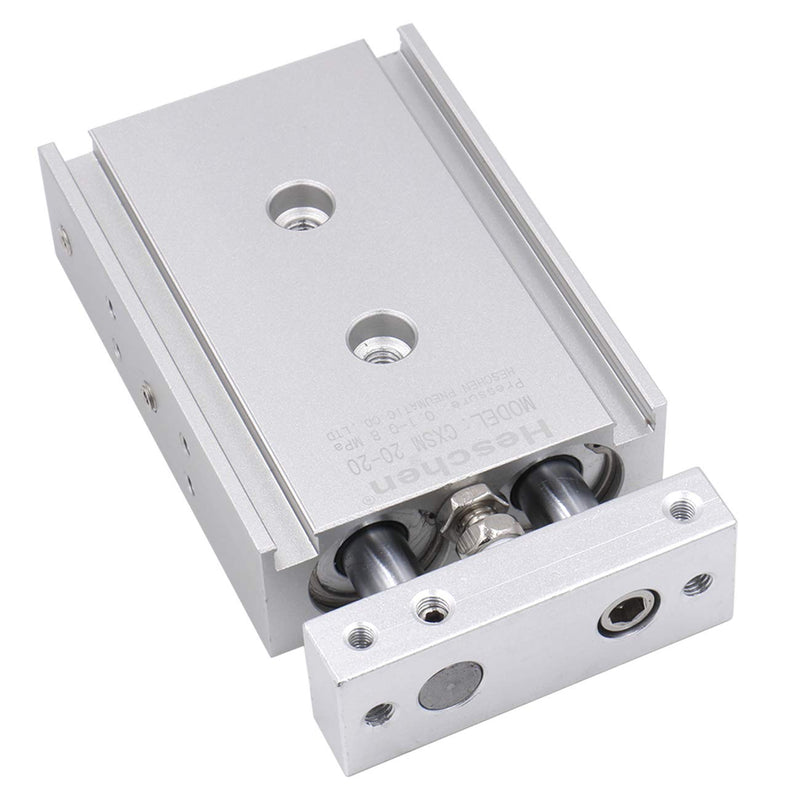 Heschen Double aluminum air cylinder, CXSM 20-20, guide rod plate, double rod guided, pneumatic plain bearing, padded, 20mm bore, 20mm stroke, double acting