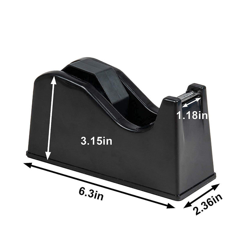 IHOMECOOKER Desktop Tape Dispenser Adhesive Roll Holder (Fits 1" & 3" Core) with Weighted Nonskid Base Black