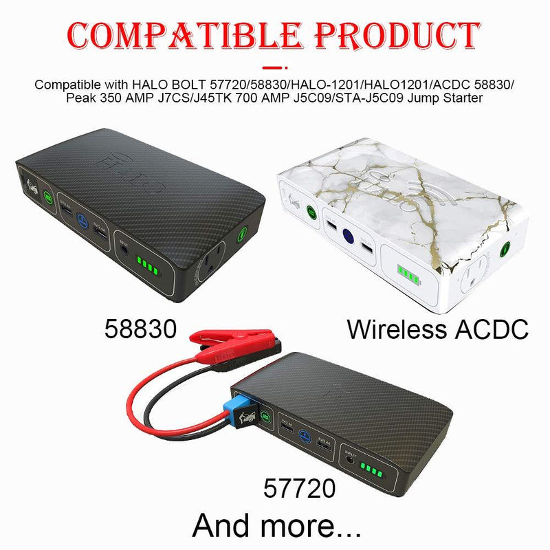 MEROM Halo Bolt AC Adapter Halo Wall Plug Car Jump Starter Charger Cord Replacement Compatible with Halo Bolt 55720/58830/Halo Bolt 1201 Jump Starter/Bolt ACDC Wireless/Bolt Air Portable