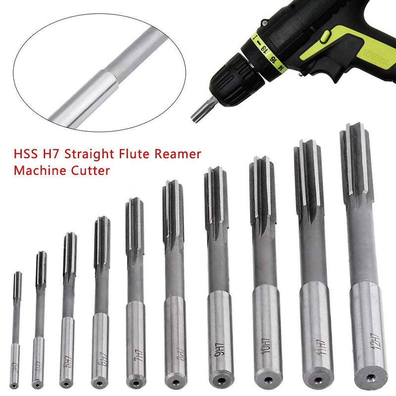 10 pieces reamers H7 HSS straight reamer machine cutter 3/4/5/6/7/8/9/10/11/12mm reamers set H7