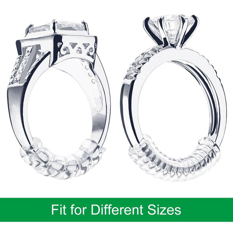 Anpro 15 Pack Ring Size Adjuster- with 3 Sizes Clear Ring Sizer Resizer Fit for Loose Rings-Spiral Silicone Tightener Set with Polishing Cloth(Please See The Below Picture for The Steps)