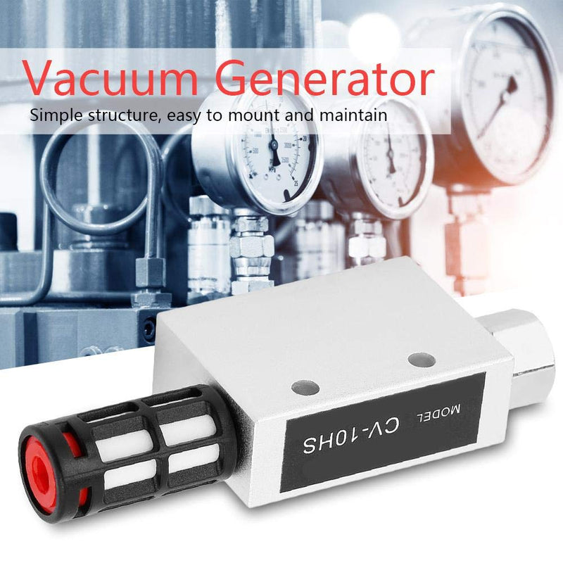 Vacuum Regulator Vacuum Ejector CV-10HS Aluminum Alloy Pneumatic Exhaust Vacuum Generator Ejector with Silencer 1.0mm Nozzle 1 Pack