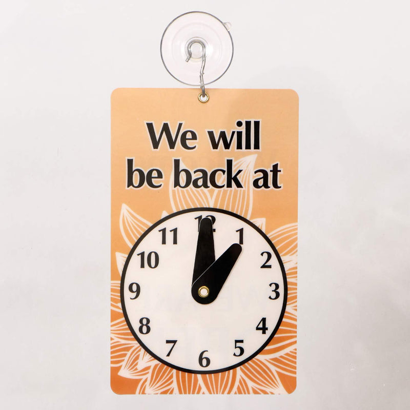 SmartSign “Will Be Back/Welcome We are Open” Two Sided Be Back Clock Sign | 7.75" x 4.75" Plastic Black and Brown