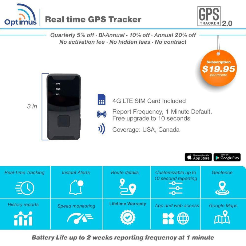 GPS Tracker - Optimus 2.0 - 4G LTE Tracking Device for Cars, Vehicles, People, Equipment