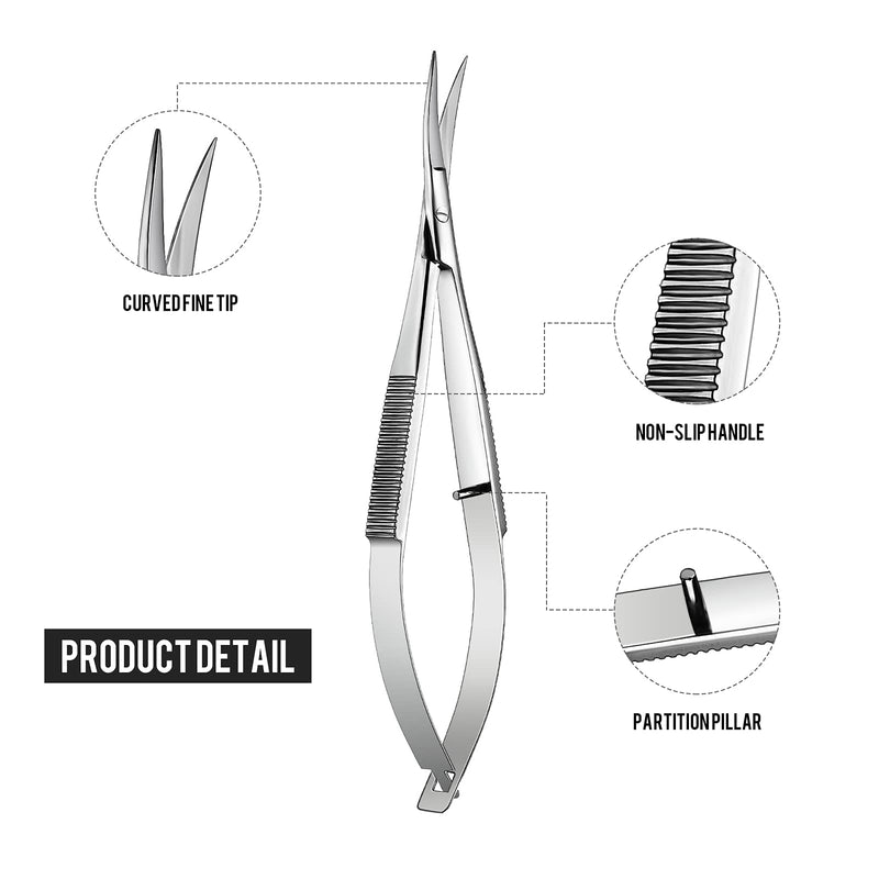 Shynai 2 Pieces 4.7 Inch Embroidery Sewing Scissor Spring Action Scissor Thread Stainless Steel Cutting Scissor Eyebrow Trimming Scissor (Silver) Silver