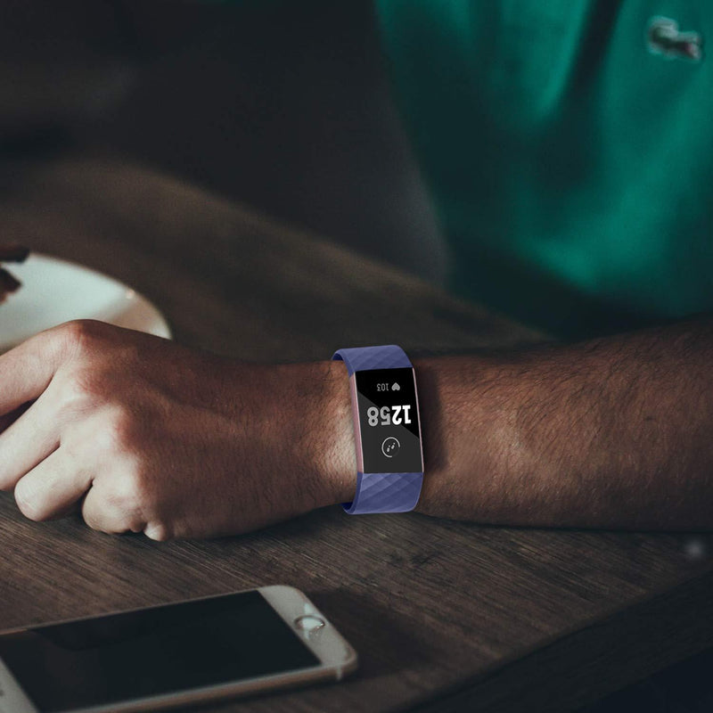 Pack 3 Silicone Bands for Fitbit Charge 4 / Fitbit Charge 3 / Charge 3 SE Replacement Wristbands for Women Men Small Large(Without Tracker) (Small: for 5.5"-7.1" Wrists, Black+Navy Blue+Slate Grey) Small: for 5.5"-7.1"wrists