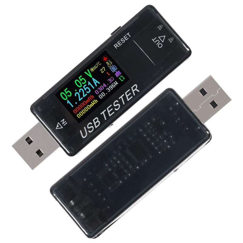 8 in 1 USB Tester Voltage and Current Tester 10V 3A Voltmeter Capacity Current Meter Digital Multimeter Current Tester Voltage Detector for Chargers Cables Power Banks 2 Black