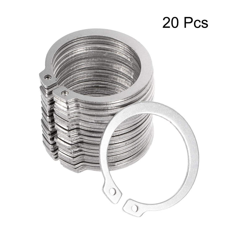 uxcell 42.7mm External Circlips C-Clip Retaining Shaft Snap Rings 304 Stainless Steel 20pcs