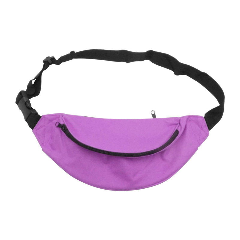 INNOLIFE Unisex Men Women Fashion Sporty Multi-Purpose 2-Zipper Waist Belt Bag Fanny Pack Adjustable Strap for Sport Hiking Traveling Passport Wallet 3pcs Black Purple Red