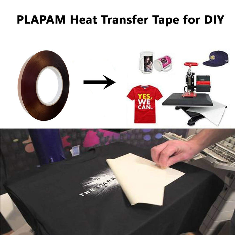 PLAPAM Heat Resistant Tape, 10mm×108Yard Heat Transfer Tape for Sublimation, 800℉ High Temp Heat Press Tape for T-Shirt 3D Printing Dye Mug 10mm × 200m 1