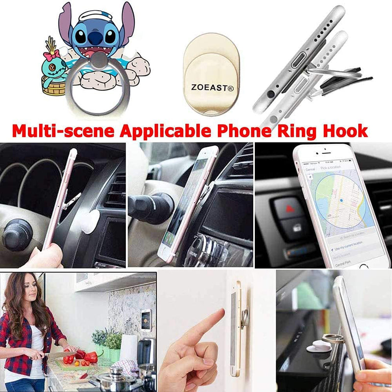 ZOEAST(TM) 3 Pack Phone Ring Stand,Universal 360°Adjustable Phone Case Finger Stand Holder Desk Stent Mount Car Hook Compatible with All iPhone 13 12 11 XS MAX X Plus iPad (3pcs Blue Stitch) 3pcs Blue Stitch