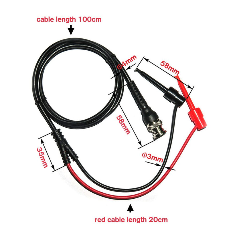 Amadget BNC to Mini Test Hook Clips Dual Hook Test Probe Cable Leads 120CM with Two Mini Probes Ended 500V 5A IC Test Hook (Pack of 2)