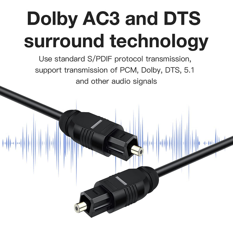 2 PCS Digital Optical Audio Cable 6ft/1.8M - [24K Gold-Plated, Ultra-Durable] Slim Optical Cable Digital Audio Cable for Home Theater, Sound Bar, TV, PS4, Xbox, Playstation & More