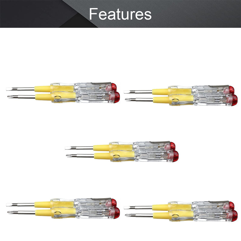 Fielect 10pcs Tester Screwdriver, Circuit Tester Pen Electric Contact Voltage Tester Dual Head Slot Phillips Screwdriver Detector 100-500V