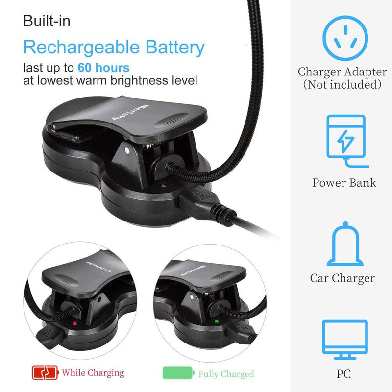 Rechargeable Book Light, Merisky LED Clip on Reading Light for Book in Bed, 3 Color × 3 Brightness, Up to 60 Hours Eye Care Reading, Warm & White, Perfect for Kids, Bed Headboard & Travel