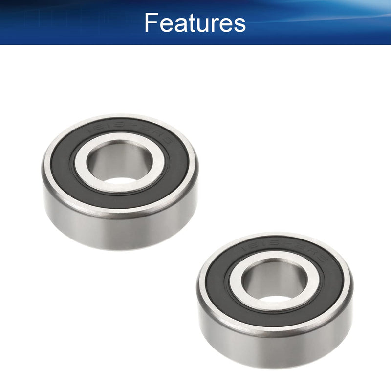 2Pcs 1615-2RS Deep Groove Ball Bearing, 11.11x28.58x9.53mm(IDxODxTHK) Bettomshin Double Sealed GCr15 P0 Deep Groove Rolling Bearings for Skateboards, Inline Skates, Fixed Shaft