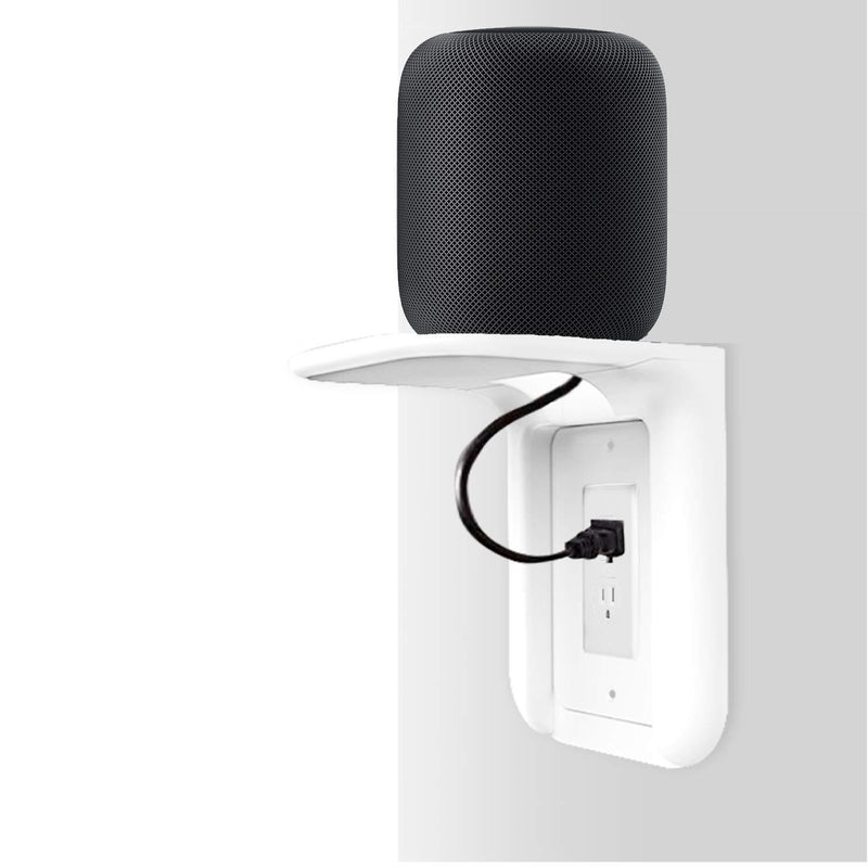 WALI Wall Bathroom Shelf Standard Vertical Duplex Décor Outlet with Cable Channel for Cell Phone, Dot 1st and 2nd 3rd Gen, Google Home, Speaker up to 10 lbs (OLS001-W), 1 Pack, White