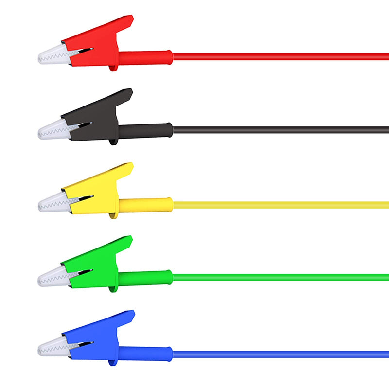 Goupchn 5PCS Test Leads 4mm Stackable Banana Plug to Crocodile Alligator Clips Flexible Cable Wire 3.3ft/1m for Multimeter Electrical Testing Banana Plug to Alligator Clip 3.3ft/1m