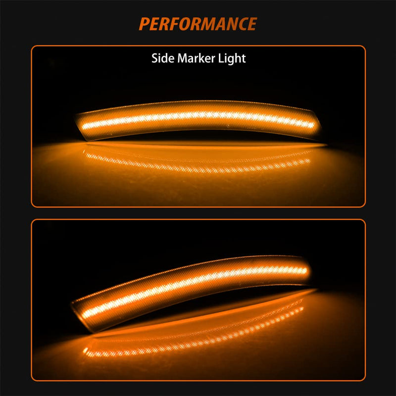 Adiil Amber Full LED Front Fender Side Marker Lights Assembly Smoked Lens Compatible With 2002-2008 MINI Cooper R50 R52 R53, Replace OEM Sidemarkers Lamps Front Side Marker Smoked Lens Amber LED