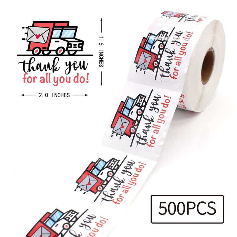 Littlefa 1.5” Thank You for All You Do with Post Car Design Stickers,Thank You Stickers,Handmade Stickers,Small Business Stickers, Envelopes Stickers,Postman Stickers, Gift Bags Packaging 500 PCS