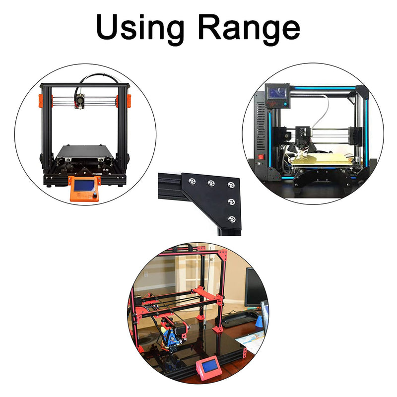 Aopin L Shape Corner Bracket Plate Surface Anodic Oxidation Black Aluminum Alloy Outside Joining Plate 2020 Series Aluminum Profile 3D Printer Frame 5 Hole, 4Pcs