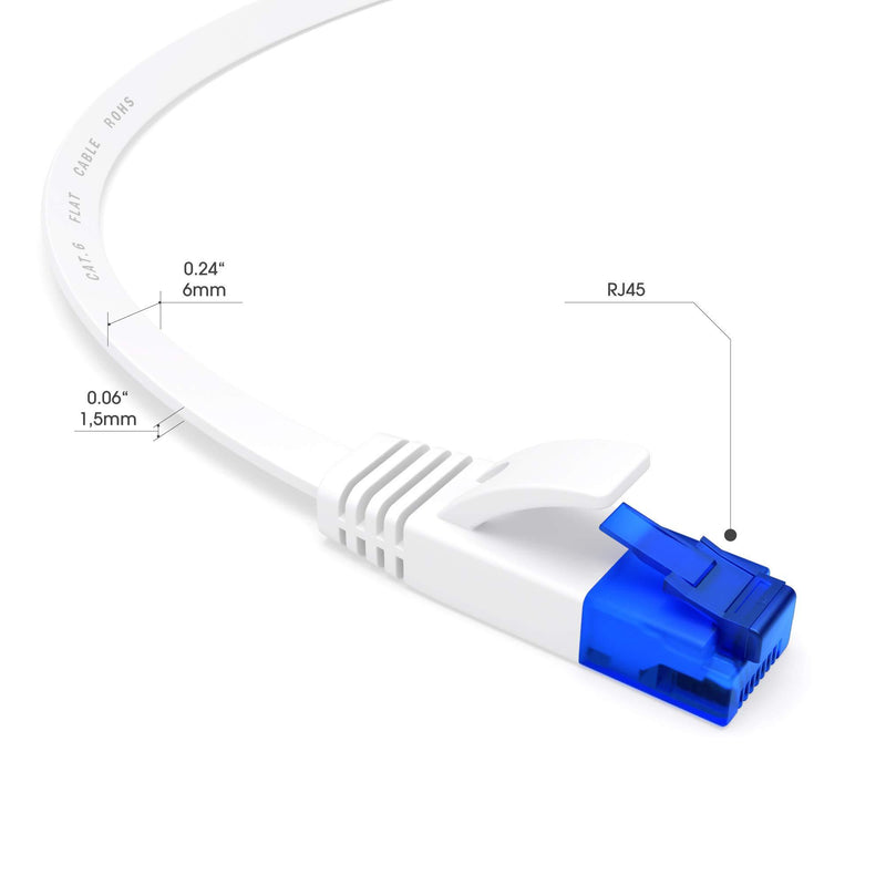 KabelDirekt – Ethernet Cable & Cat 6 Flat Network Cable/cord – 25ft – RJ45 gigabit cable – highly flexible, suitable for permanent installation – ideal for 1Gbps networks/LANs; black/blue 25 feet