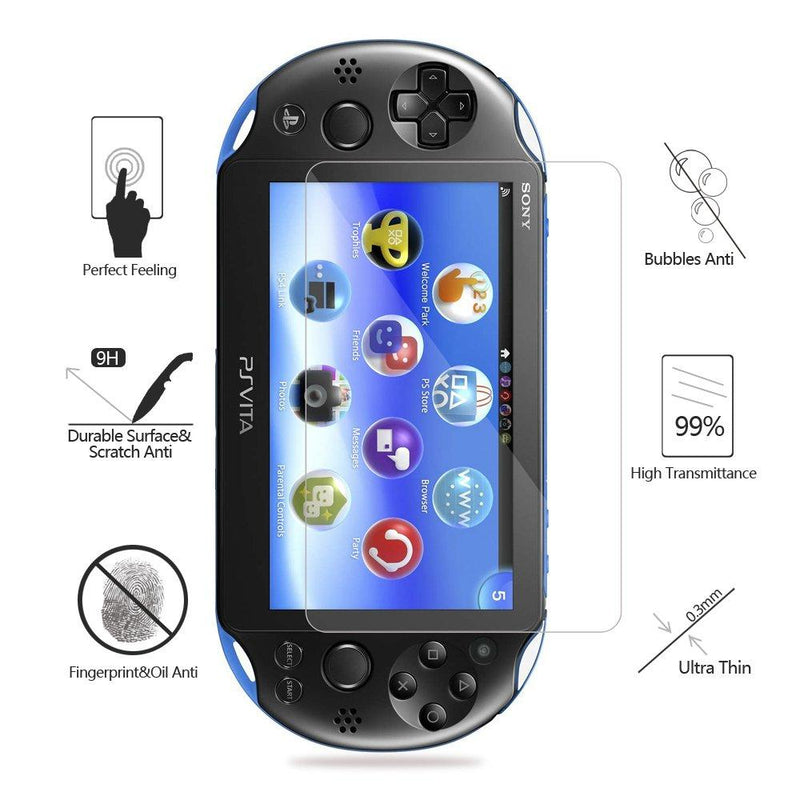 (Pack of 2) Screen Protector for PS Vita 2000, Akwox Premium HD Clear 9H Tempered Glass Screen Protective Film for Sony Playstation Vita PSV 2000-Max Clarity and Touch Accuracy Film