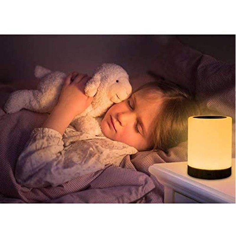 ROYFACC Night Light Touch Sensor Lamp Bedside Table Lamp for Kids Bedroom Rechargeable Dimmable Warm White Light + RGB Color Changing