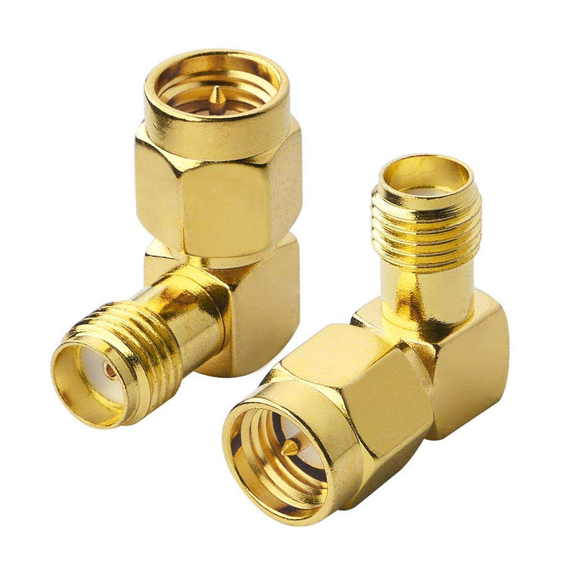 onelinkmore 4G SMA Adapter SMA Male to Female RF FPV Antenna Adapter SMA WiFi Antenna Cable Connector Right Angle Adapter for 2G 3G 4G LTE Antenna Router ham Radio DAB WLAN LAN Coax Cable Pack of 2