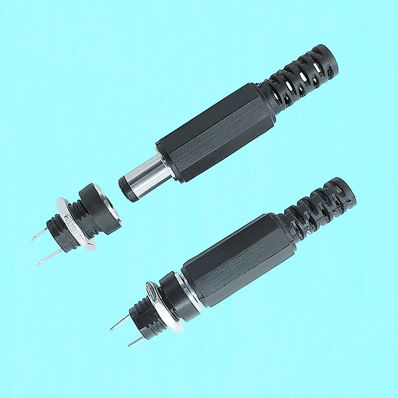 ThreeBulls 12 Pieces 5.5mmx2.1mm 2 Pins DC Power Jack Female Panel Mounting Connector Socket