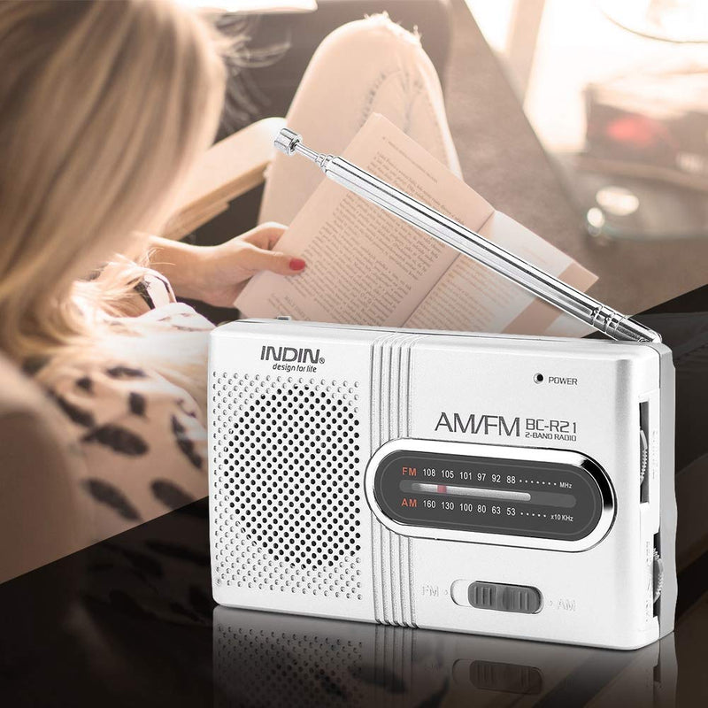 Portable Pocket AM/FM Radio Receiver, Built-in Speaker and Standard Earphones Jack, World Universal FM 88-108MHz AM 530-1600 KHz Music Player with Telescopic Antenna