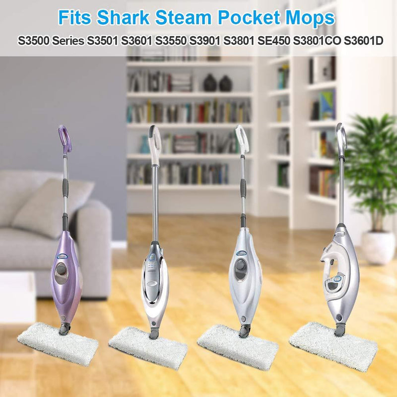 Fushing 3Pcs Steam Mop Pads, Washable Microfiber Cleaning Steamer Replacement Pads for Shark Steam Mop S3501 S3601 S2902 S3901 S3550 S3601D S3801 S3801CO SE450 S2901 3 Pack