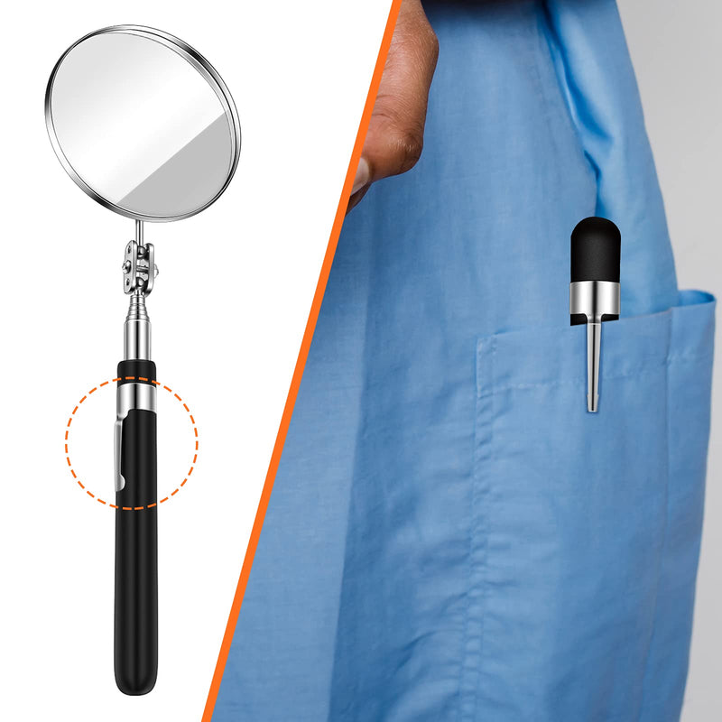 5 Pieces Telescoping Inspection Mirror Round Mirror Stainless Steel Inspection Tool with Long Handle for Check The Condition of The Vehicle, Observe The Eyelashes, Mouth Small Parts (Classic Style) Classic Style