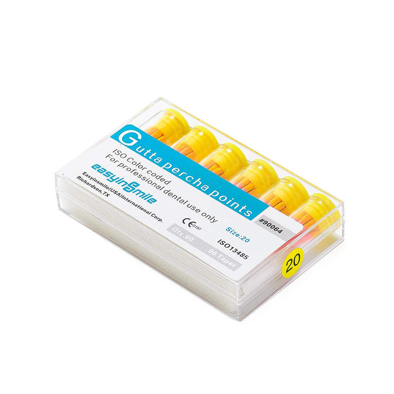 SNAWOP Gutta Percha Paper Points 2 Packs .02/.04/.06 Taper for Dental Endodontic Root Canal Treatment (#20.06 Taper) #20 .06 Taper