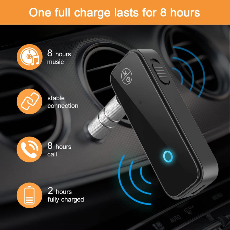 JXTZ (Upgraded) Bluetooth AUX Adpater for Car, Bluetooth Transmitter and Receiver, 3.5mm Aux Bluetooth Car Adapter, Wireless Audio Receiver for Car Stereo/Home Stereo/Headphones/Speaker/Laptop/TV Glossy Black