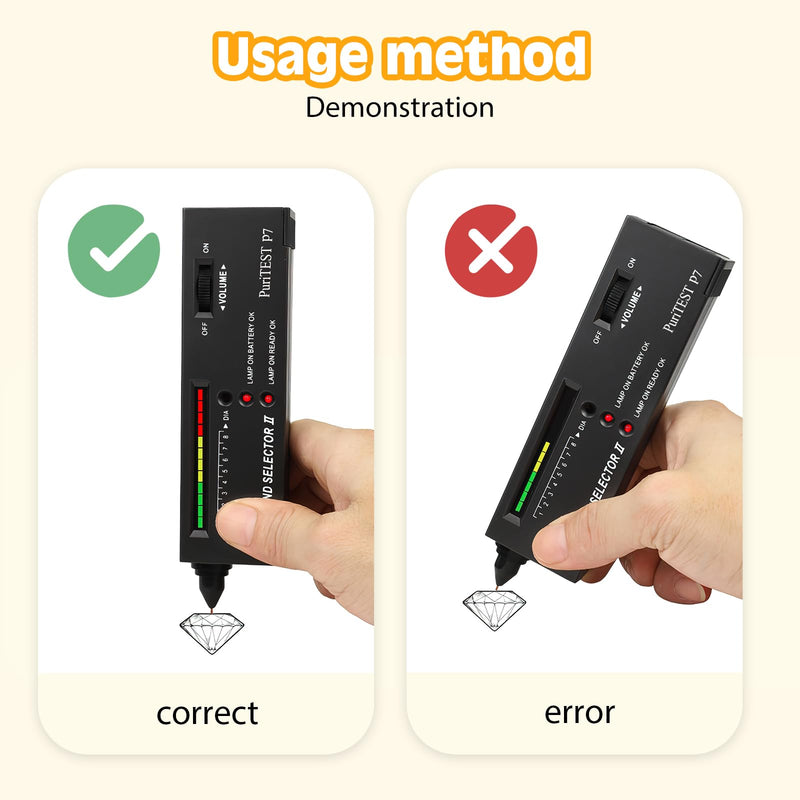 Diamond Tester, Electronic Jewelry Tester, Portable Testing Tool Set, Professional High-Precision Practice Diamond Selector, Jewelry Diamond Tester for Diamond, Crystal, Agate, Jade