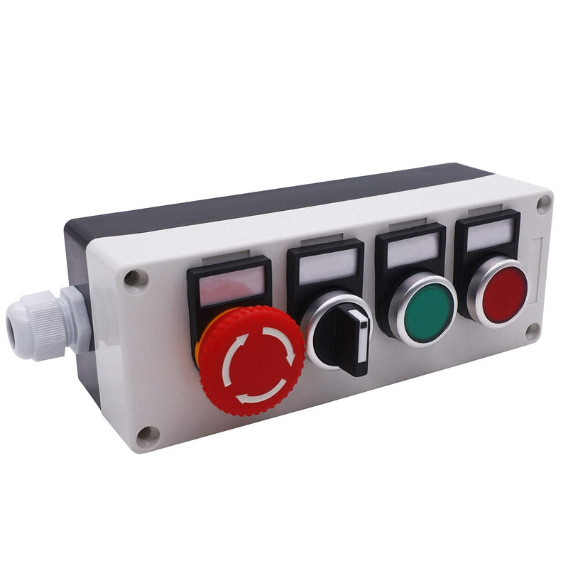 TWTADE/Red Green Momentary Switch, Red Mushroom Emergency Stop Latching Push Button Switch,3 Positions 2NO Latching Select Selector Switch Station Box (Quality Assurance for 3 Years) hz-11ZS-20X-GR