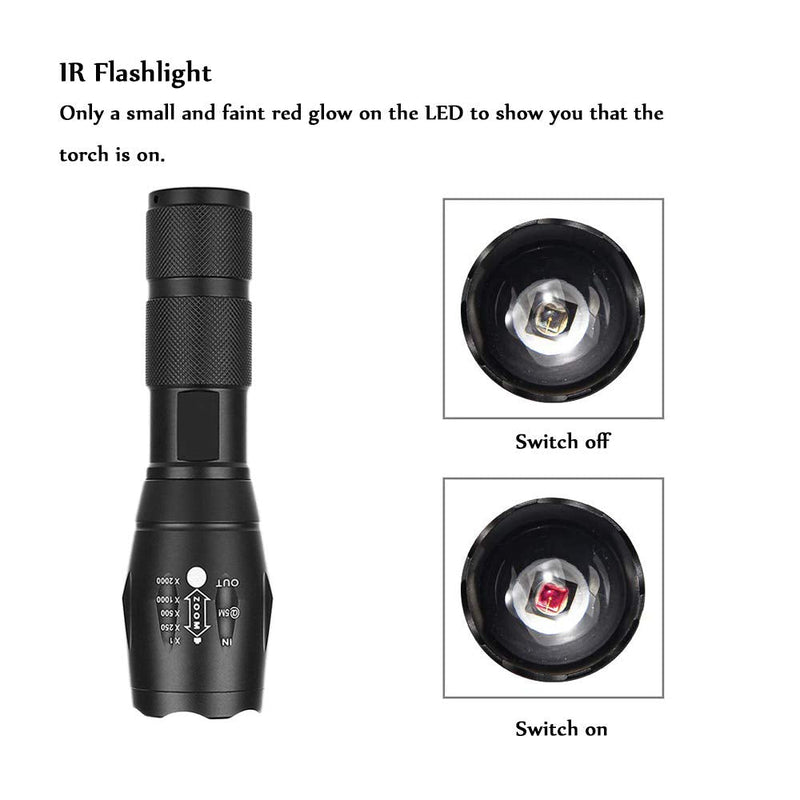 IR LED Illuminator Flashlight Zoomable 850nm Infrared Flashlight Night Vision Device for Hunting, Search& Rescue, Military Use.