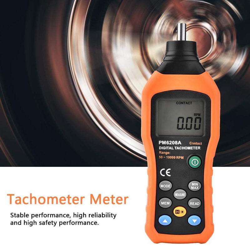 Digital Tachometer, PM6208A Contact Tachometer Gauge Motor LCD Backlight Display Accuracy Speed Meter Handheld Tester