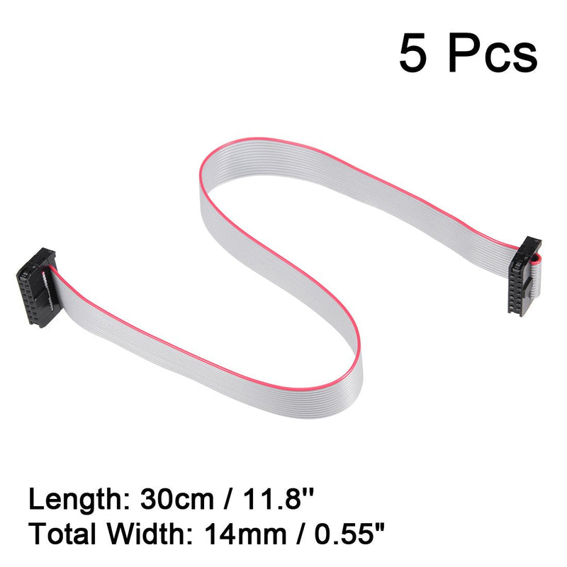 uxcell IDC 14 Pins Connector Flat Ribbon Cable Female Connector Length 30cm 2mm Pitch,5pcs