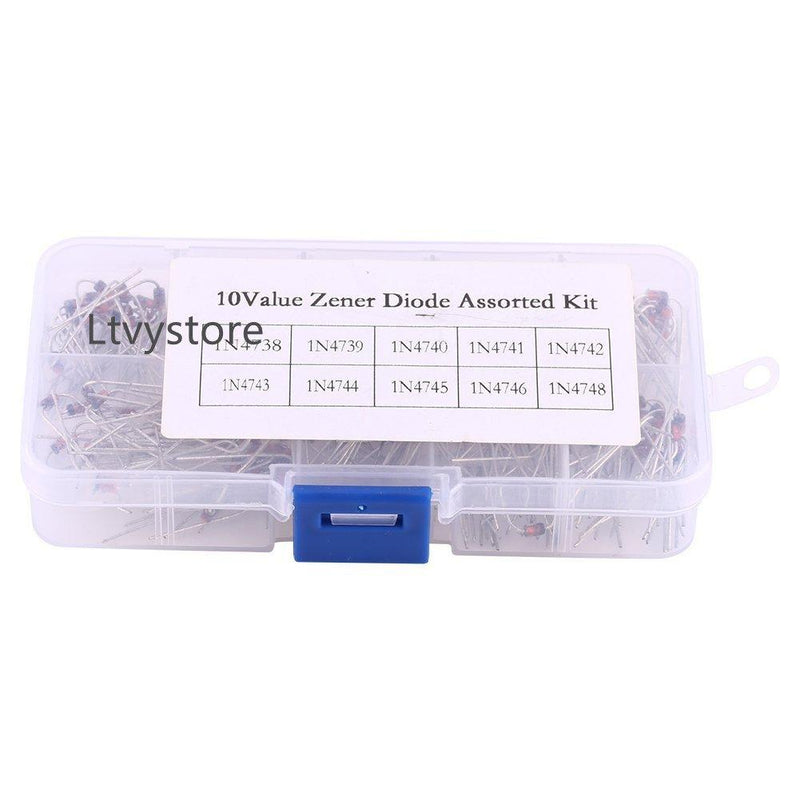 Zener Diodes Kit, 1W Axial Leads Through Hole Power Diode Assorted Assortment Box Kit Set (8.2V/9.1V/10V/11V/12V/13V/15V/16V/18V/22V), Range 1N4738~1N4748,Pack of 200, By Ltvystore